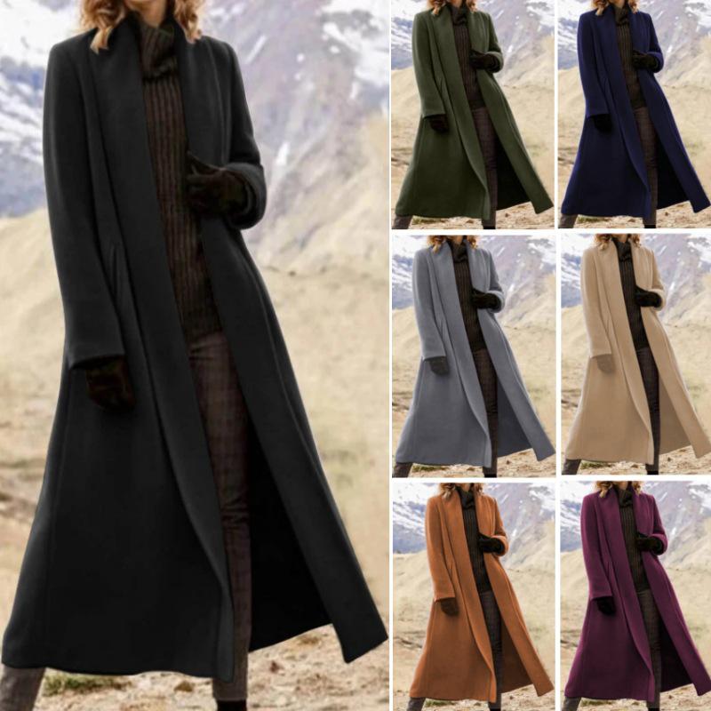 Manteau coupe-vent en laine pour femme grande taille, style européen et américain
