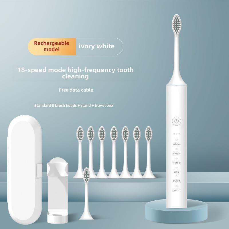 Unisex Rechargeable Ultrasonic Toothbrush with Soft Bristles for Travel and Home Use