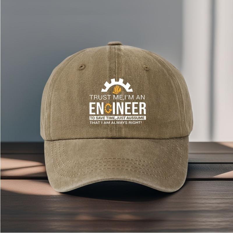 Woven Fabric1pc Baseball Cap  Funny Engineer Hat with Trust Me Iaposm an Engineer Slogan Dark BlueContrast Text