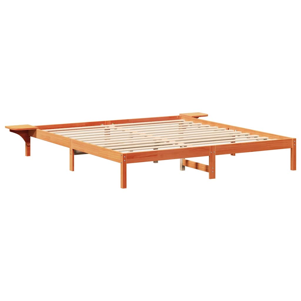Bed Frame Wax Brown 200 x 200 cm Solid Pine Wood