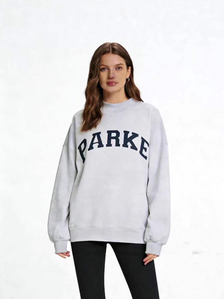 Unisex Embroidered Cotton Sweatshirt: Half-High Collar, Long-Sleeved for Autumn/Winter Sports