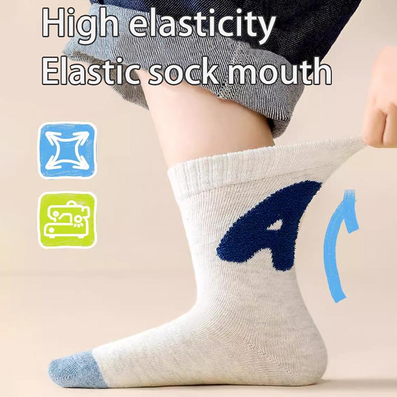 5Pairs Children's Warm Mid-tube Socks Peter Bear High-elastic Moisture Wicking and Breathable School Socks Funny Spring