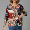 Women's Casual Long-Sleeved Single-Breasted Christmas-Themed Print  Cardigan