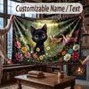 Mushroom Forest Theme Throw Blanket Custom Name Text Personalized Blanket Soft Cozy Blanket for Home Sofa Bed