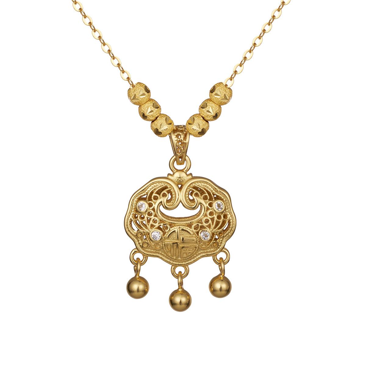 

Серебряное ожерелье с замком безопасности S925, китайское этническое двухстороннее филигранное полое украшение в виде ключичной цепочки с замком Ruyi с длительным сроком службы 925 silver