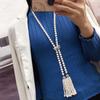 Elegant Light Luxury Natural Pearl Tassel Necklace for Women - Versatile White Sweater Chain, Autumn/Winter New Arrival