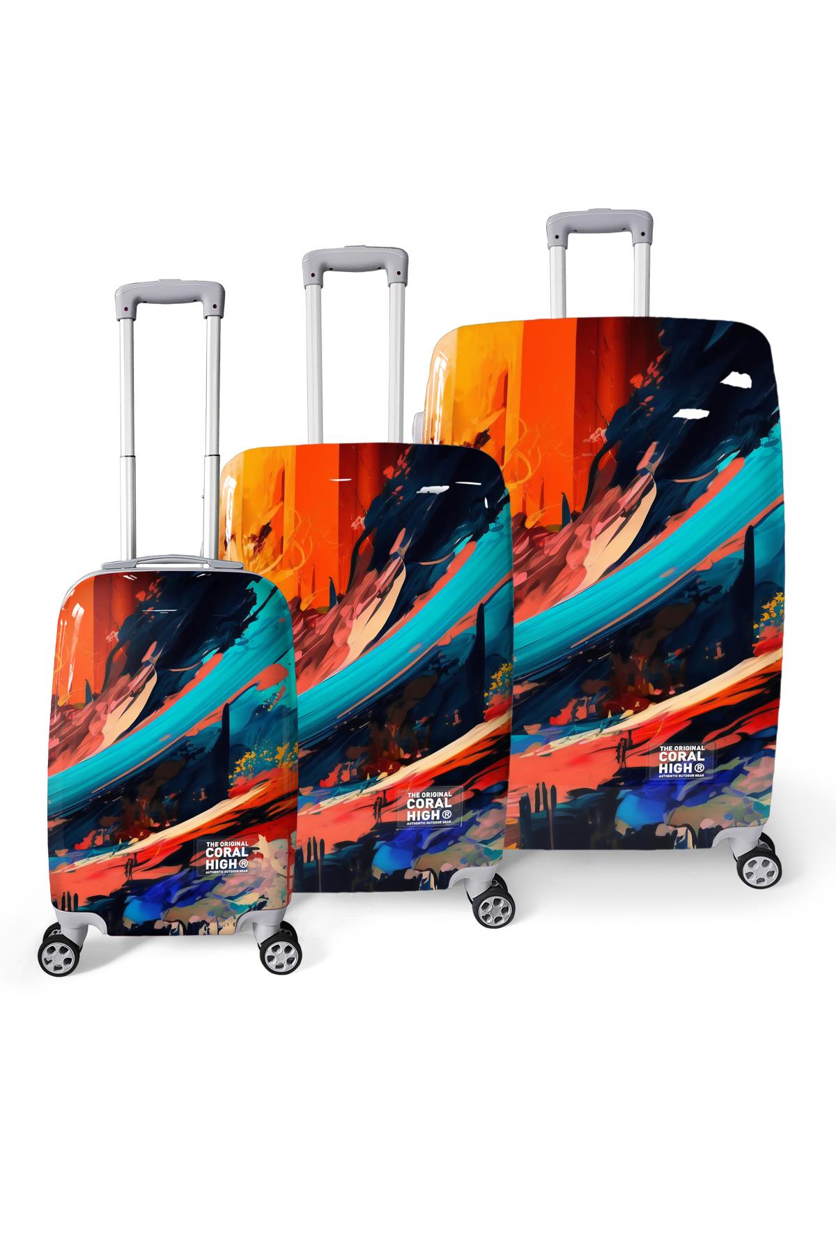 

Набор чемоданов из ПК из 3 предметов кораллового цвета с ярким рисунком 16815