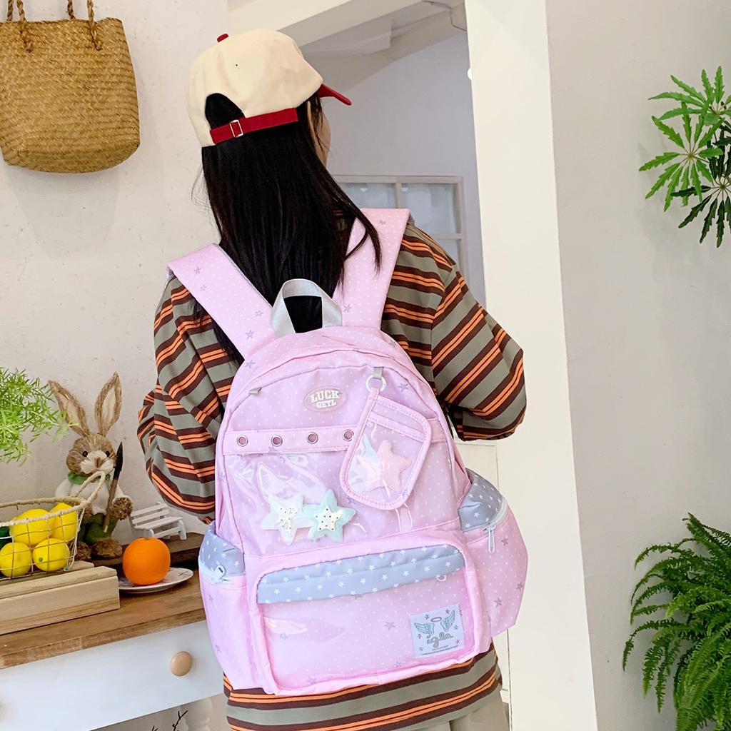 Fashion girl style cute contrasting colors large capacity girl student schoolbag exquisite junior high school high school backpack
