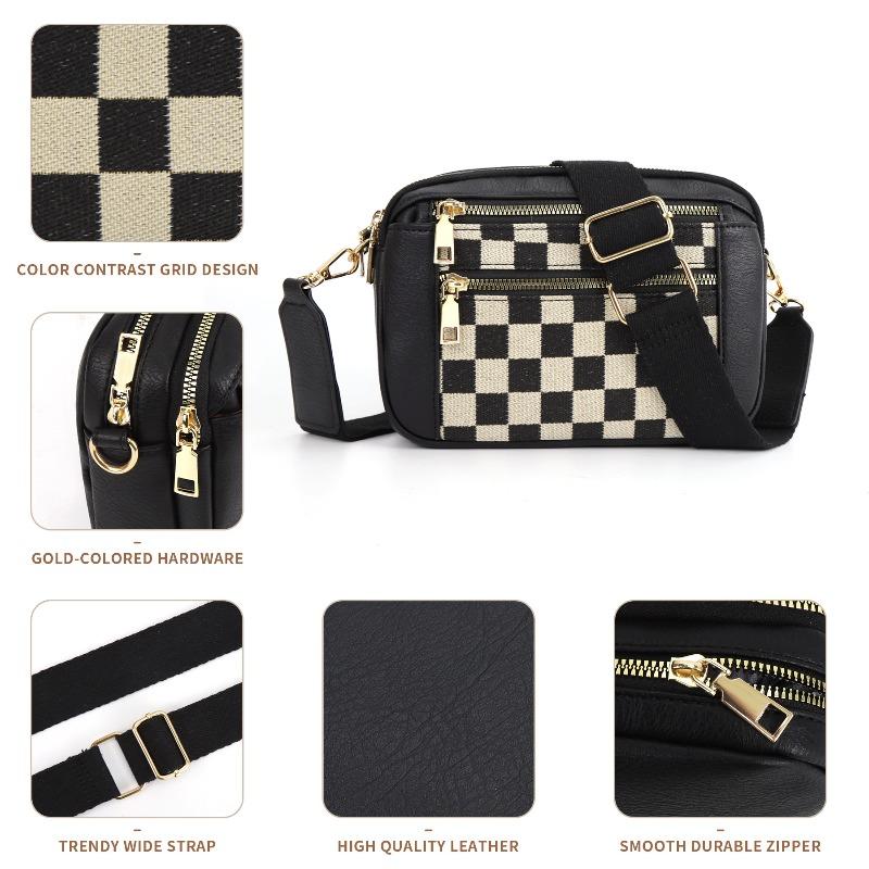 Hot-selling color matching checkerboard plaid messenger bag square bag shoulder bag wallet adjustment shoulder strap