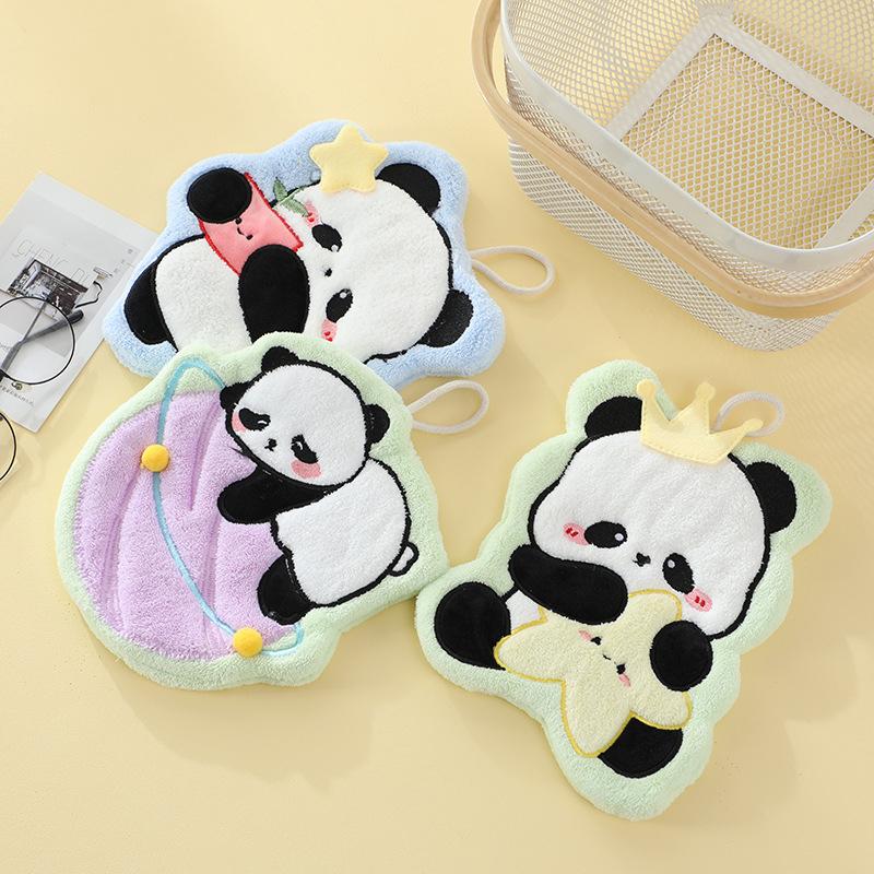 23Cm Kitchen Hand Towel Cute Cartoon Hanging Quick Drying Absorbent Children'S Household Handkerchief Coral Fleece Thick Cloth