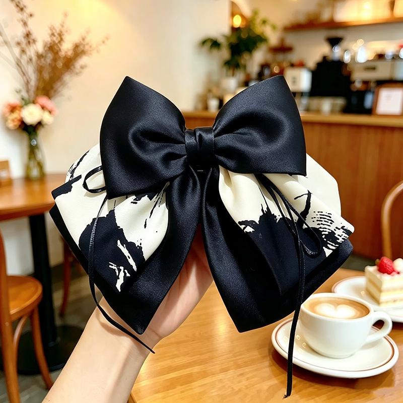 Handmade Chiffon Floral Bow Ponytail Clip for Voluminous Hair