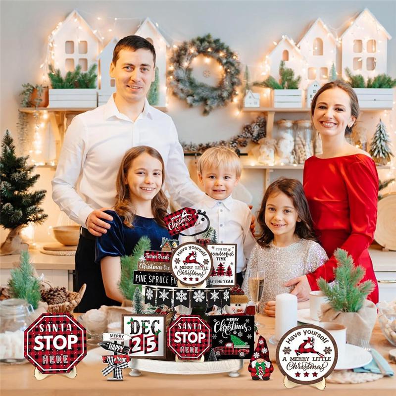 Christmas Decorations Tiered Tray 15-Piece Winter Snowflake Christmas Decorations Christmas Tray