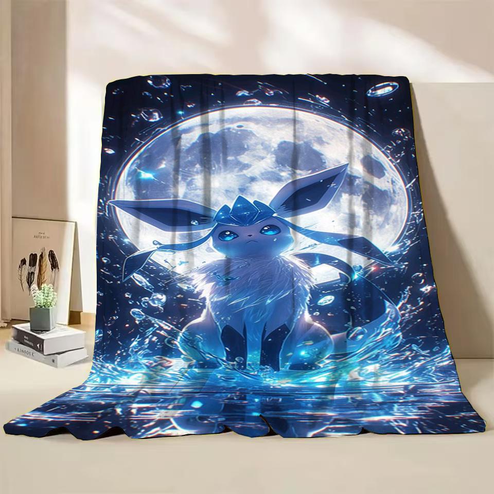 Pokémon Evoli Flanell-Kuscheldecke für Bett Sofa Zuhause Schlafzimmer Büro Reisen Kinder-Überwurfdecke Kinder Winter Warm Weich Geschenke