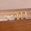 4PCS Fashion Stainless Steel Zircon Round Hoop Earrings Set For Women European Simple Hoops Flower Ear Stud Wedding Jewelry