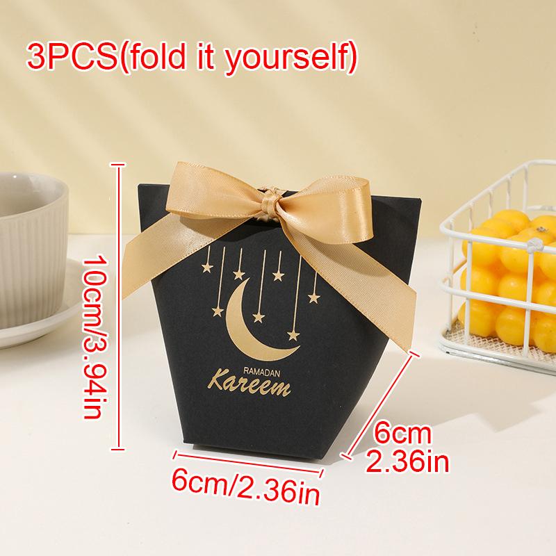 

3 шт. Рамадан коробка конфет подарочная коробка для вечеринки печенье шоколад шелковая лента украшения художественная бумага DIY Ид аль-Фитр домашний праздничный инвентарь