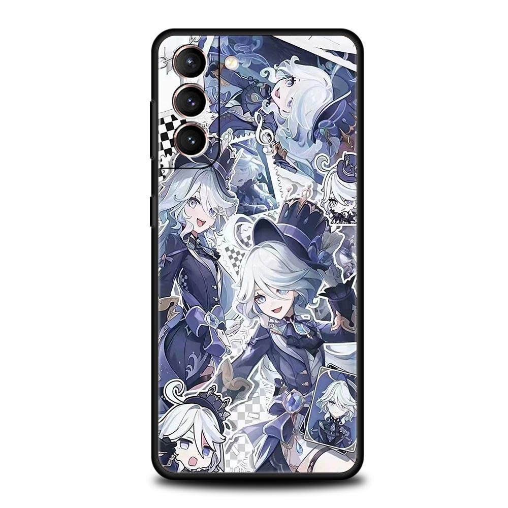 Genshin Impact Lovely Furina Phone Case For Samsung Galaxy S25 Edge S24 S23 S22 S20 Ultra S21 FE 5G S10 Plus Soft TPU Cover