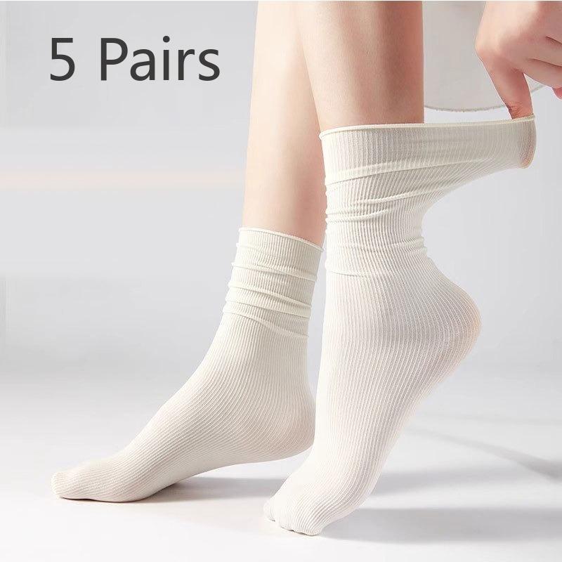 

5 пар женских летних тонких носков-гольфов 5 Pairs молочный белый