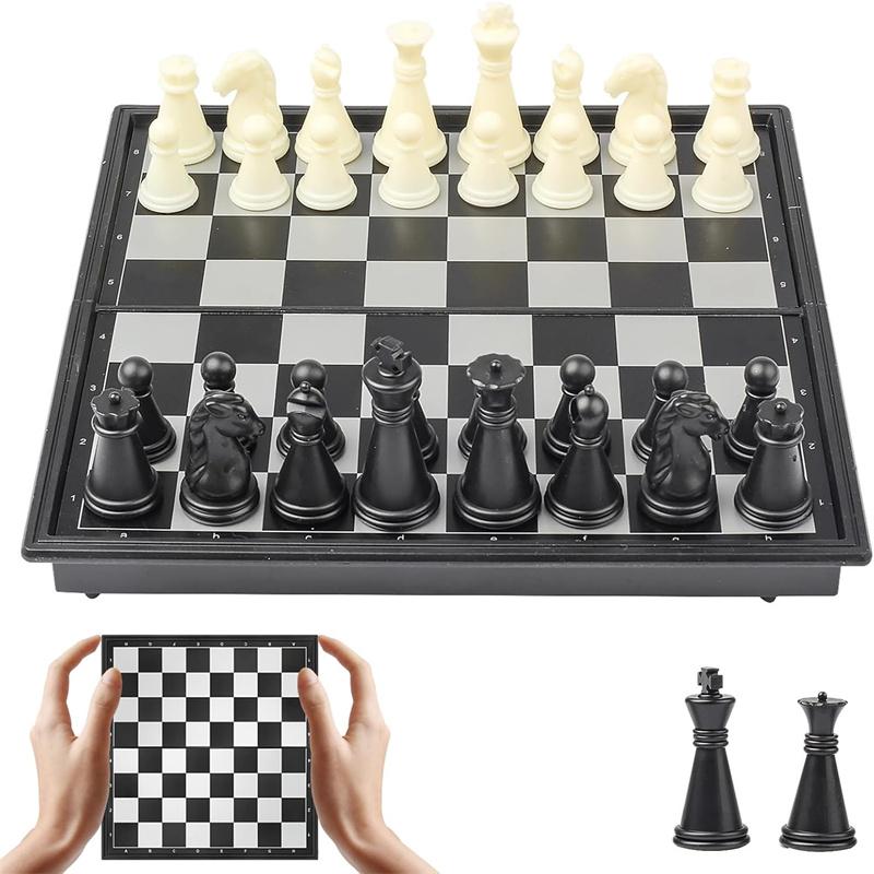 1Set Mini International Chess Folding Magnetic Plastic Chessboard Board Game Portable Home Outdoor Kid Toy Lightweight