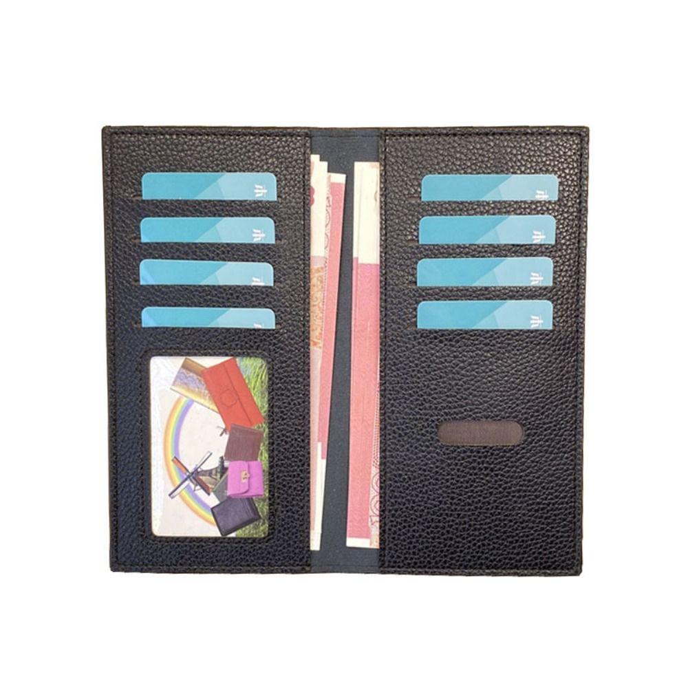 New PU Leather Long Wallet Multiple Slots Thin Card Holder Card Bag Men