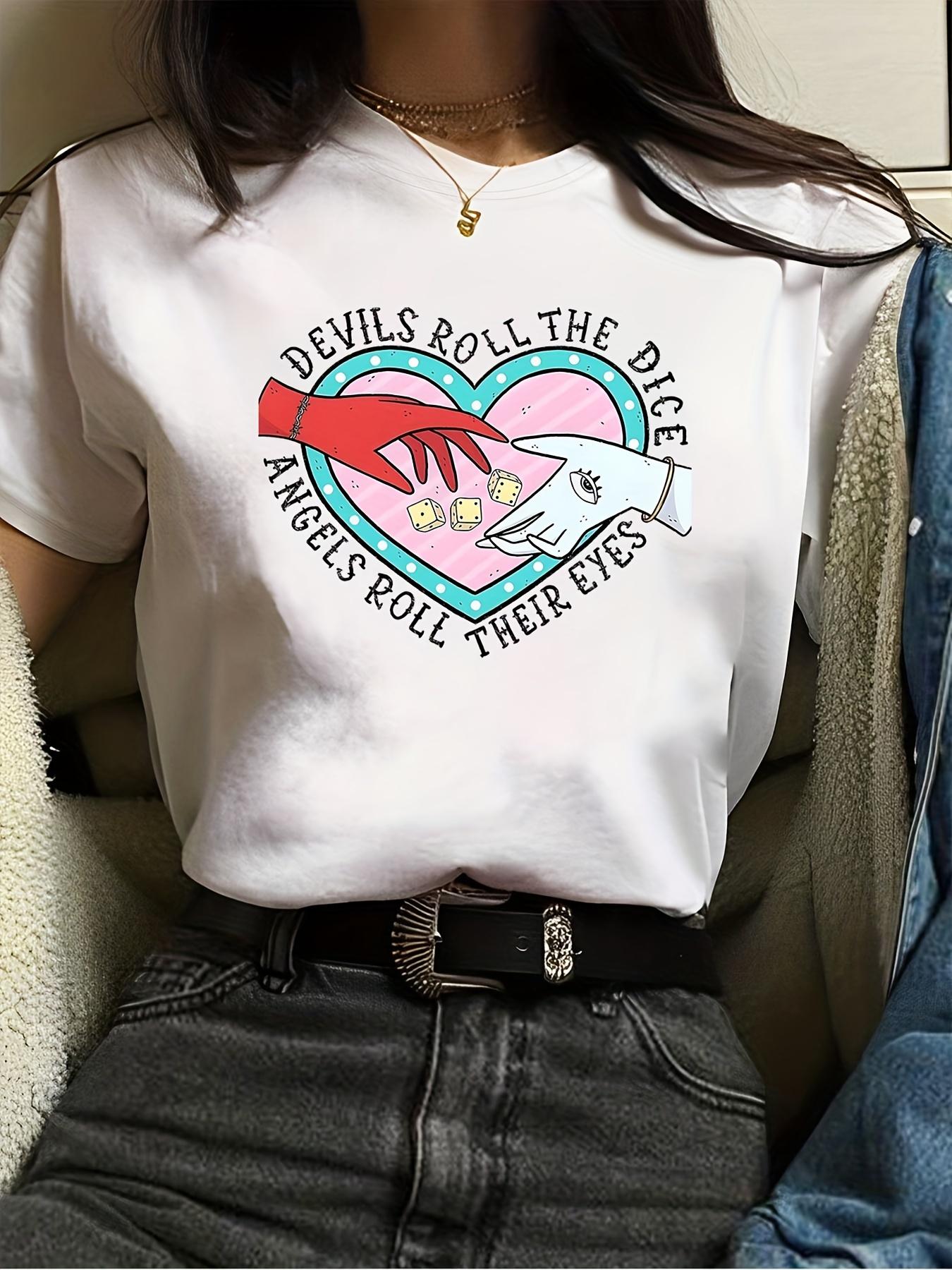 

Жестокая летняя футболка Devils Roll The Dice Angels Roll Their Eyes Lyric Футболка Eras Tour Merch Lover Inspired Tee Крутые готические топы XXL