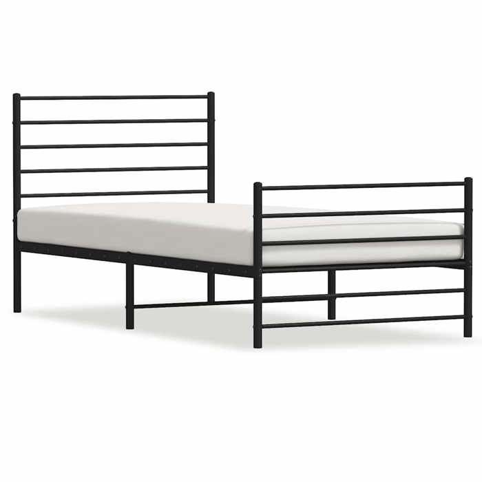 VidaXL Metal Bed Frame with Headboard-Footboard Black 75x190 Cm 352327