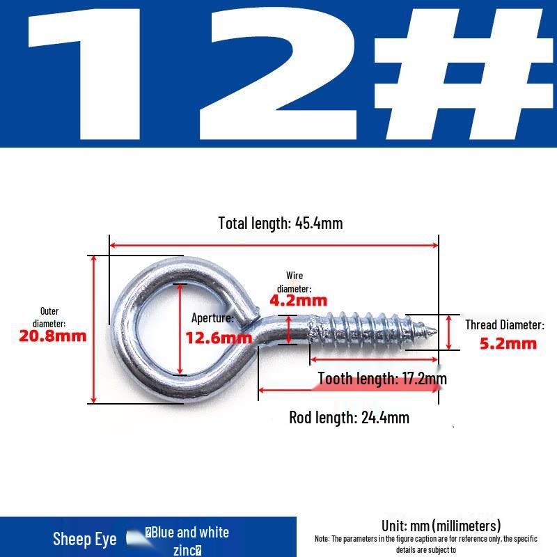 Sheep Eye Nail Hook with Ring, Self-Tapping Wood Screw, 9-Shaped Question Mark Lamp Hook for Windows.