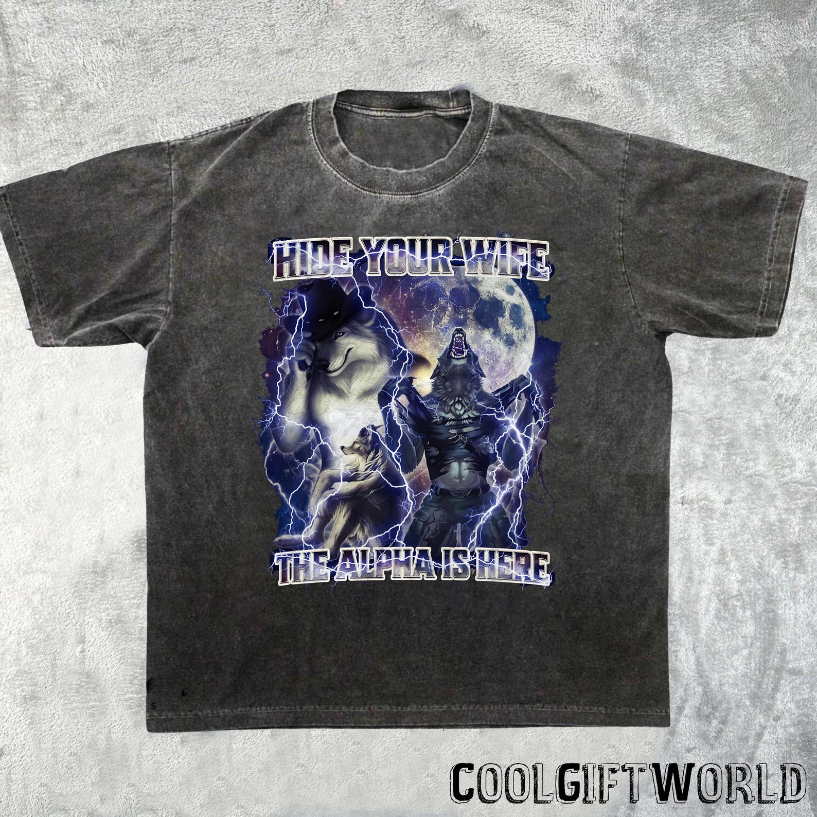 Hide Your Wife The Alpha Is Here Shirt, Meme Tee, Ironic Wolf Graphic Shirt 4XL