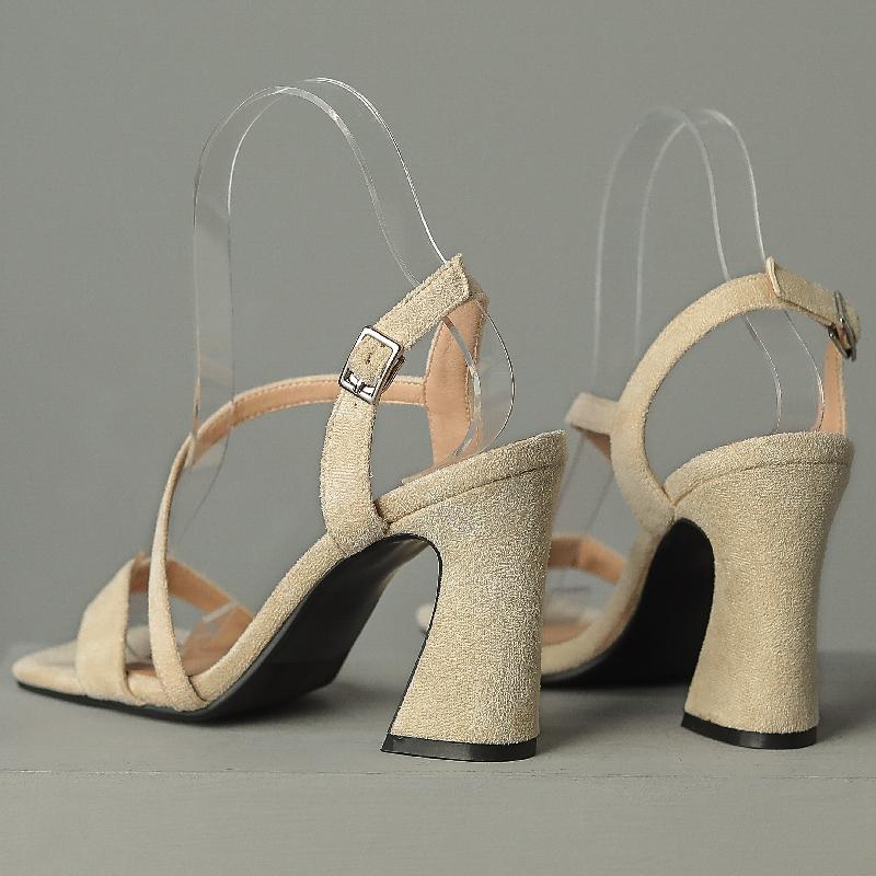 Fashion High Heels Sandals Women Summer Shoes Large Size Red Beige Heeled Flip Flops Ankle Straps Party Wedding Shoes Female