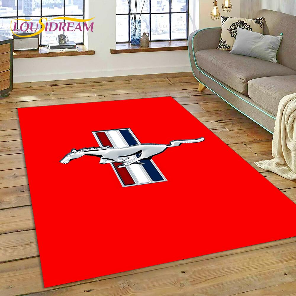 Classics 3D F-Ford GTR Mustang Car Rug Carpet for Living Room Bedroom Home Decor,Floor Mat Non-slip Decoration for Sofa Doormat