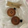 2 Stück Retro Braun Süßer Knopf Haarspange Holz Ins Stil Süß Seitenclip Haarschmuck Kinder Kopfschmuck Geschenk Damen Mädchen