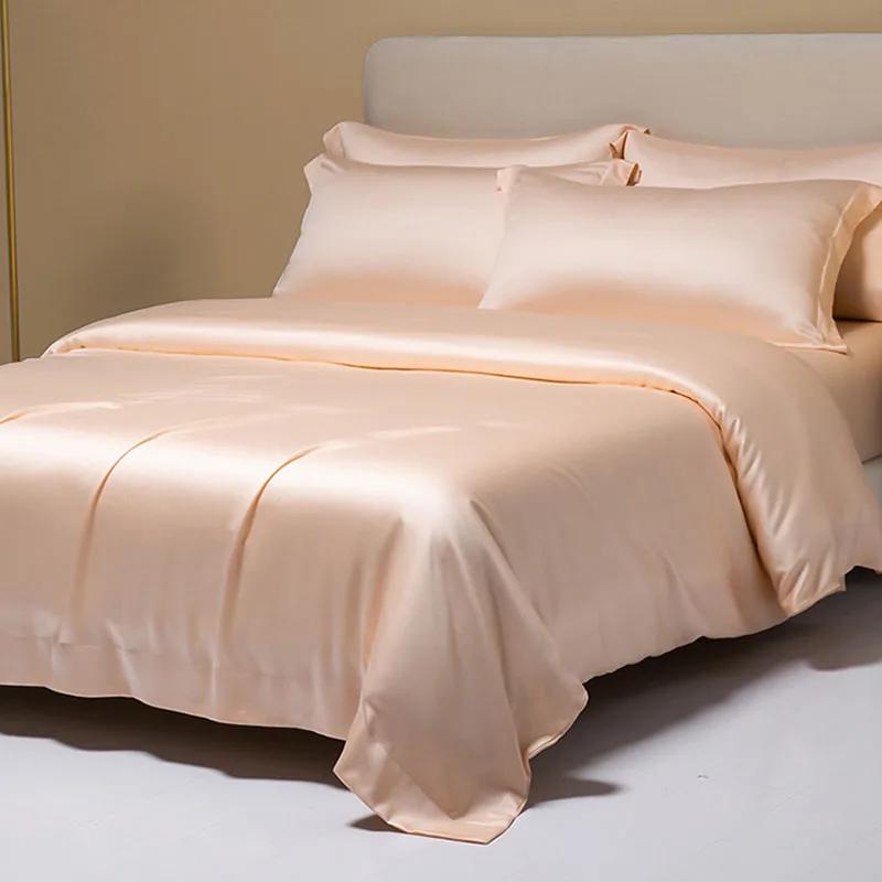 High-End 120S Natural Fabric Bedding Sets Summer Cooling Ice Silk Fitted Sheet Set Skin Friendly Comfortable Bedclothes For Home