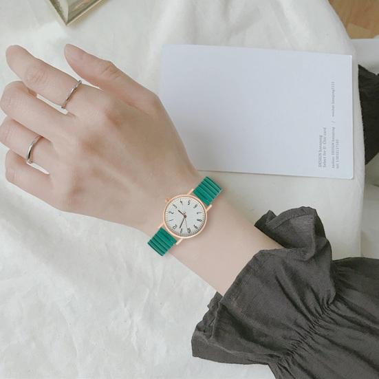 

Женские кварцевые часы Yousheng с круглым циферблатом и эластичным ремешком, простые стильные наручные часы из сплава с высокой точностью для студентов и свиданий кофейный