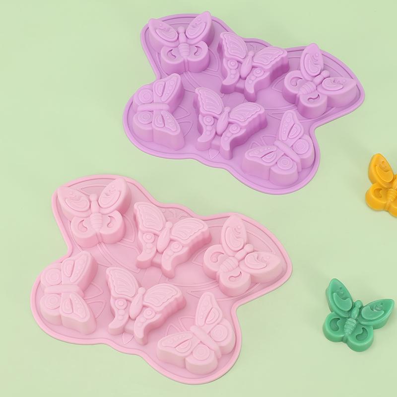 Chocolate Silicone Molds Butterfly Ice Cube Tray 6 Cavity Biscuit Fondant Baking Mould Wax Melt Molds Kitchen Accessories