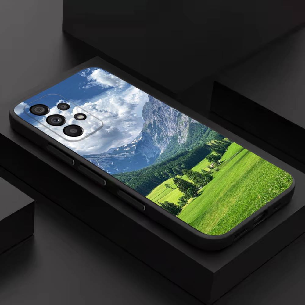 Mountains landscape T-Travel For Samsung S 26,25,24,23,22,30,21,10,9,Ultra,Plus,Lite,FE,4,5G Black Soft Case Phone Case