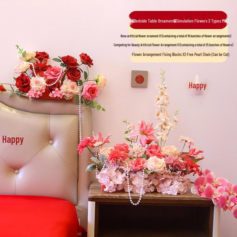 Wedding Floral Decorations: Bedside, Dining, and Desktop Arrangements for Festive Occasions and Engagements.