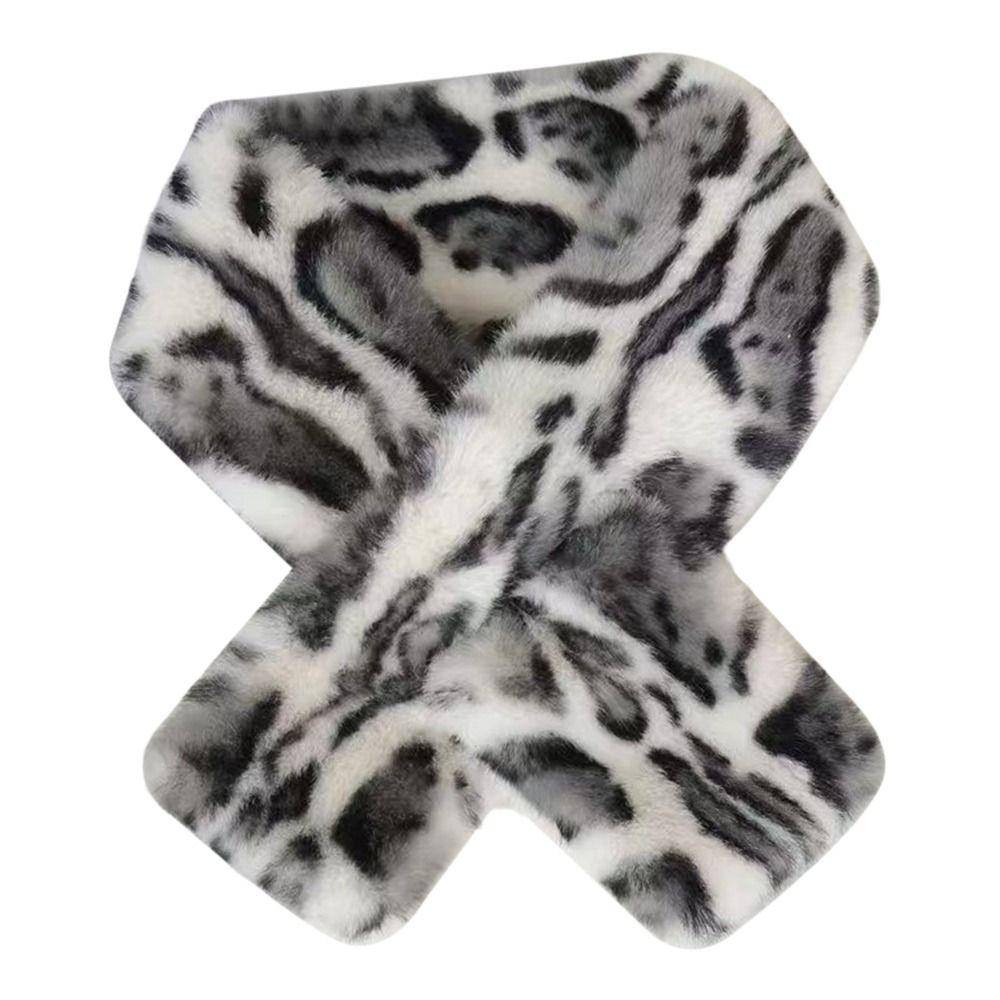 Windproof Leopard Print Scarf Thicken Warm Faux Fur Scarf Korean Style Winter Scarf Snood Style