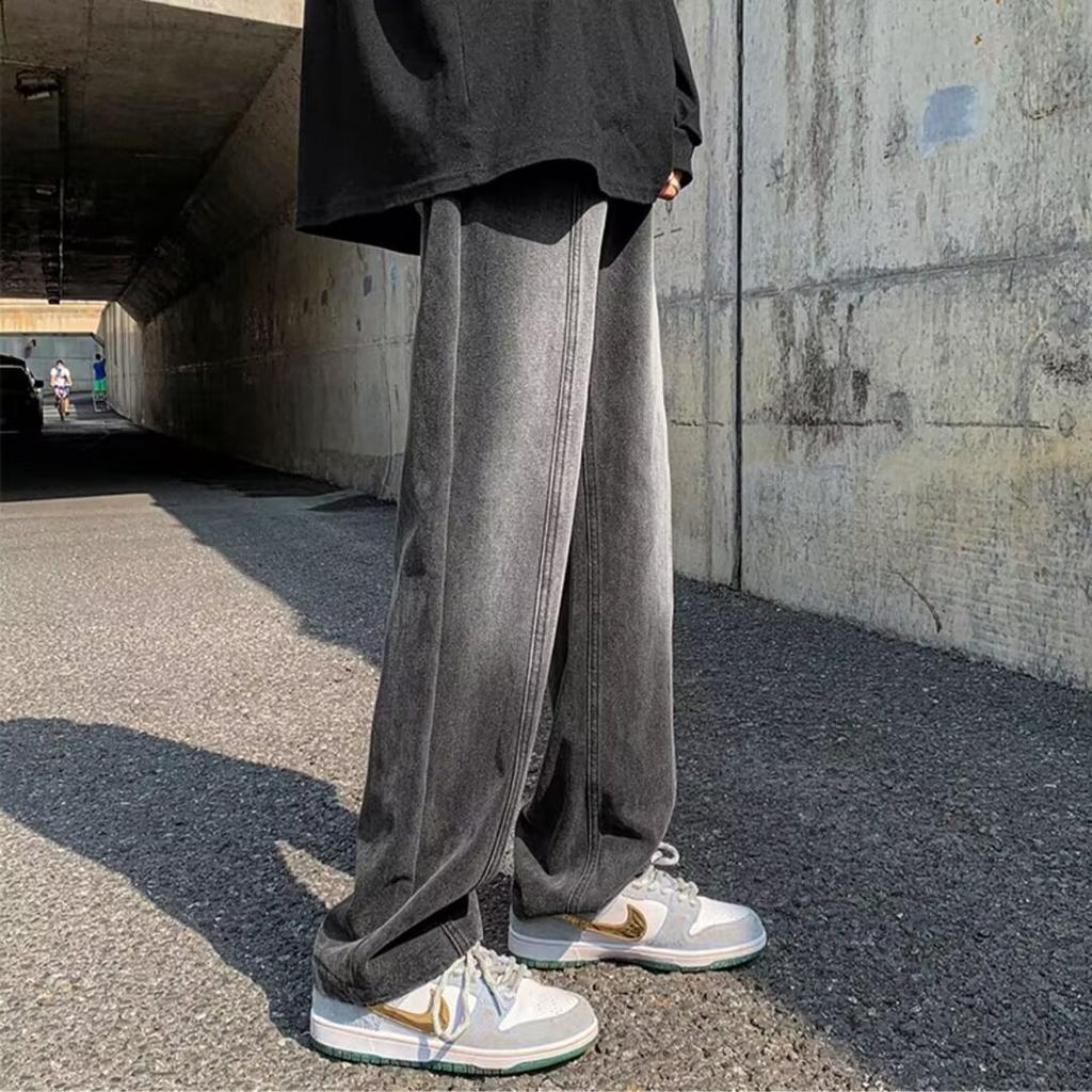 Black Versatile Jeans Men's Spring and Autumn Boys Loose Straight Casual Trousers Vibe High Street Wide-leg Trousers