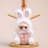 Bunny Hoodie Vinyl Doll Keychain Plush Rabbit Plushie with Bell Cute Backpack Charm And Car Accessory