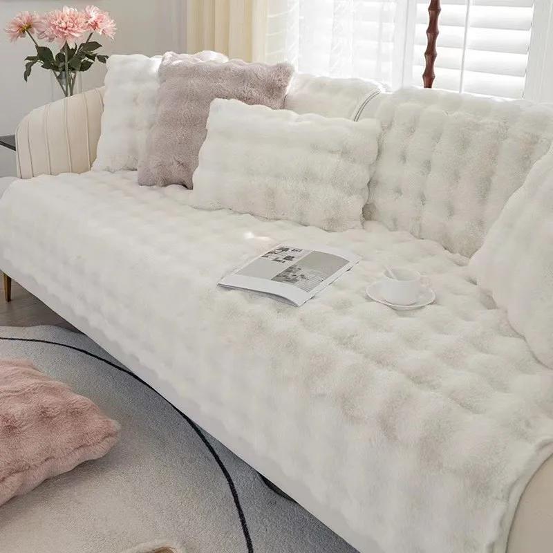 Winter Couch Seat Covers for Sofas Funda Sofa  Lugares Fundas Sofas Plazas Plush L Shape Sofa Cover Home Chair Mat Blue Towel