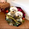 Two Bichon Pattern, Automatic Folding Umbrella, Portable and Foldable Design, 8 Ribs, a Christmas or Birthday Gift.