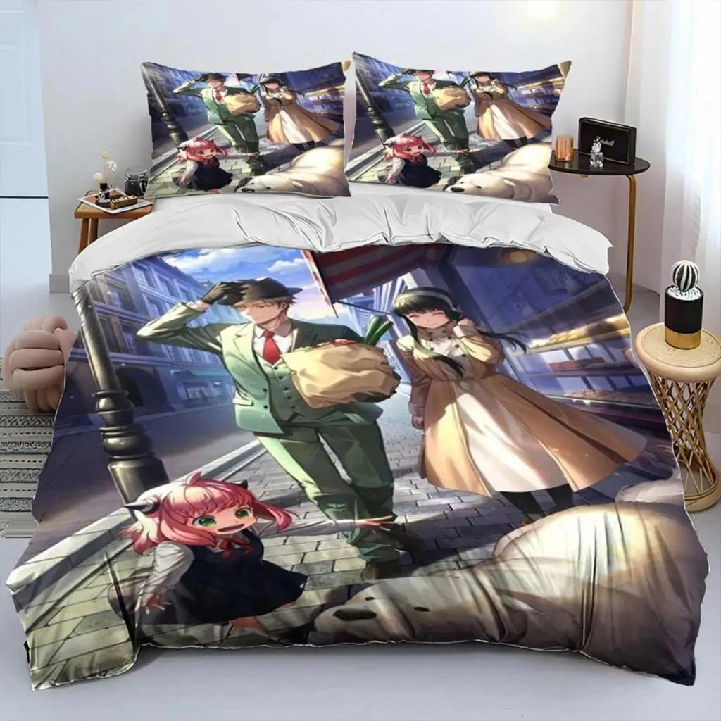 Anime SPY×FAMILY Anya Bettwäscheset Jungen Mädchen Twin Queen Size Bettbezug Kissenbezug Bett Kinder Erwachsene Mode Heimtextil