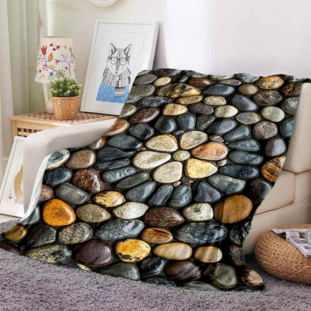 1Pc Stone Mosaic Art Blanket Soft And Comfortable Casual Warm Camping Travel Christmas Halloween Xmas Gift M928722