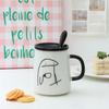 Simple Cartoon Ceramic Mugs Creative Personality Couple Mug Coffee Mug Men's Women's Milk Mugs Home Water Cup Drinkware