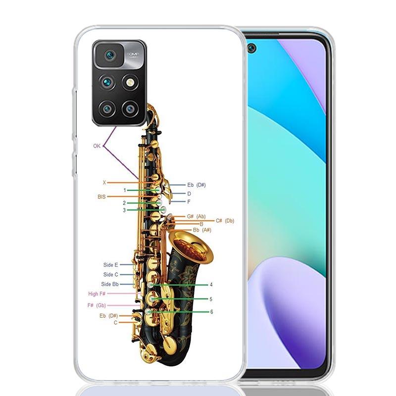 Music Saxophone Instrument Phone Case For Xiaomi 14C 13C 12C 13 12 10 10A 10C 9 9A 9C 9T 8 8A 7 7A 6 6A K70 Pro K60 K40 K20 Redm