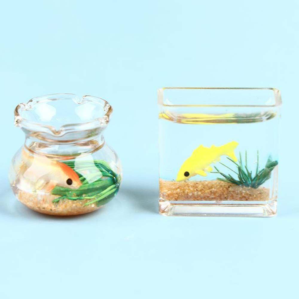 Scene Model Miniature Fish Bowl Miniature Fish Tank Dollhouse Miniature Glass Fish Tank Model