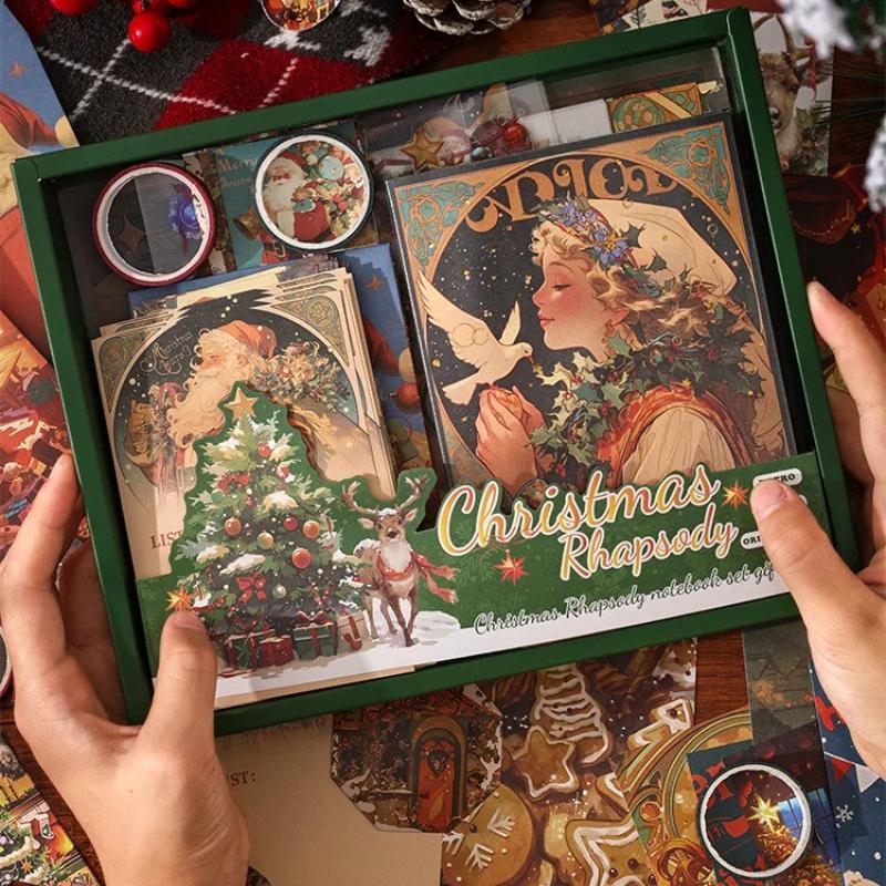 12Pcs Christmas Gift Box Sticker Set for Journaling  Scrapbooking Supplies DIY Decorations Christmas Themed Ledger Decoration Collage Materials