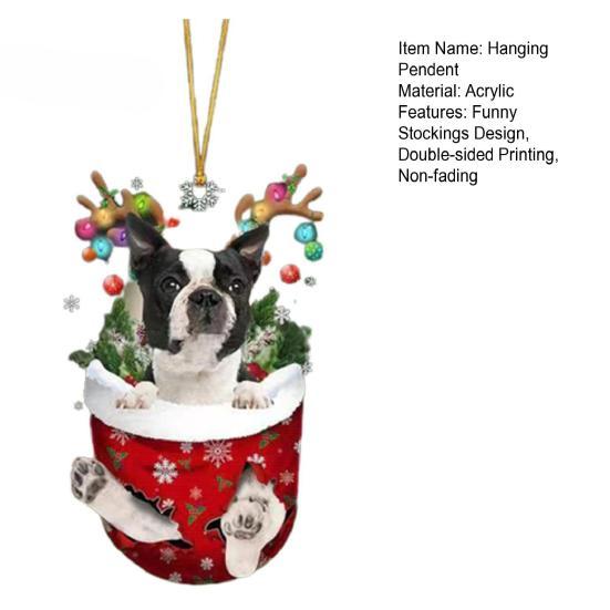 Christmas Tree Hanging Pendant Funny Stockings Design Double-sided Printing Non-fading Charm Ornaments