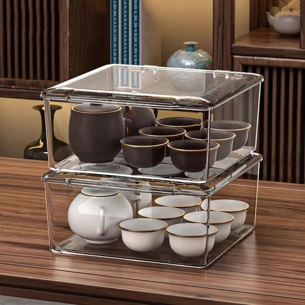 Acrylic Cosmetics Organizer Transparent Tea Set Organization Multi-purpose Desktop Storage Box