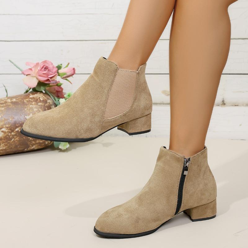 Nové dámské kotníkové boty na středním podpatku se špičatou špičkou, jednoduché boty