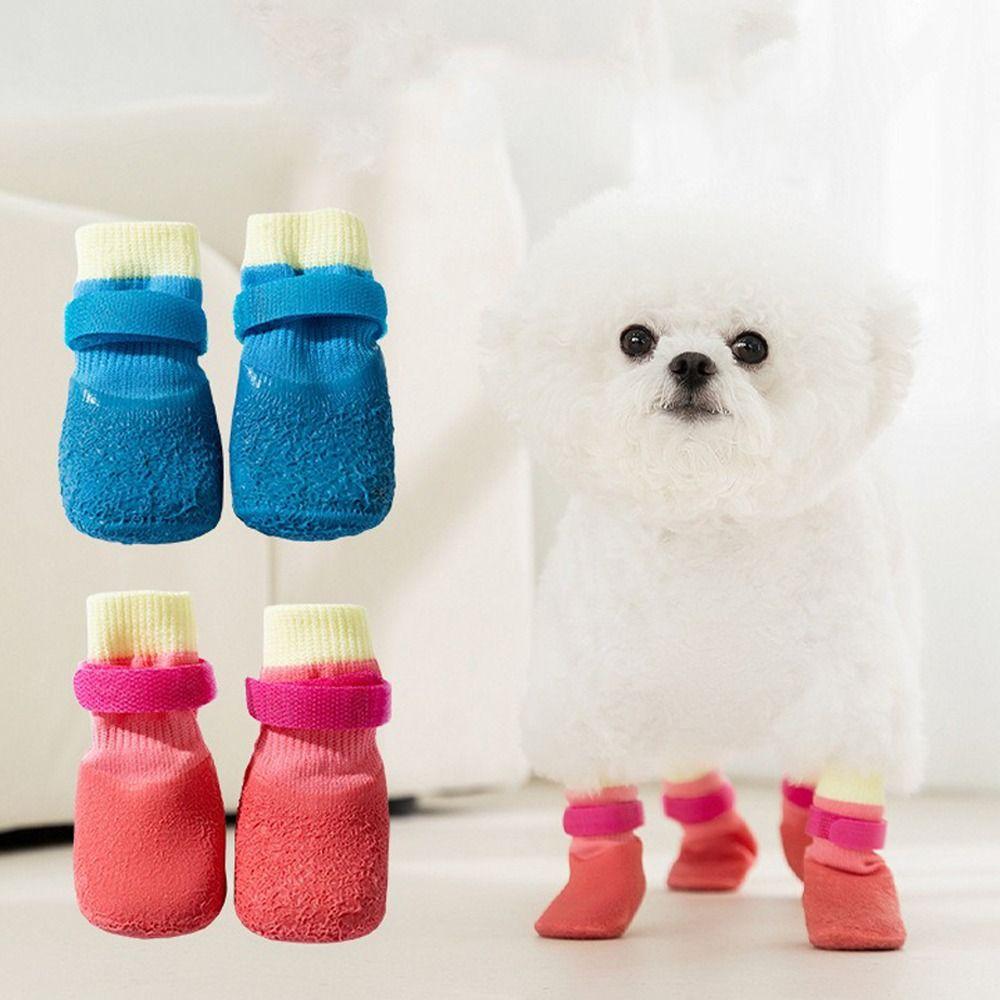 4Pcs/Set Non-slip Dog Shoes Waterproof Pet Boots Cute Puppy Mesh Shoes Pet Supplies